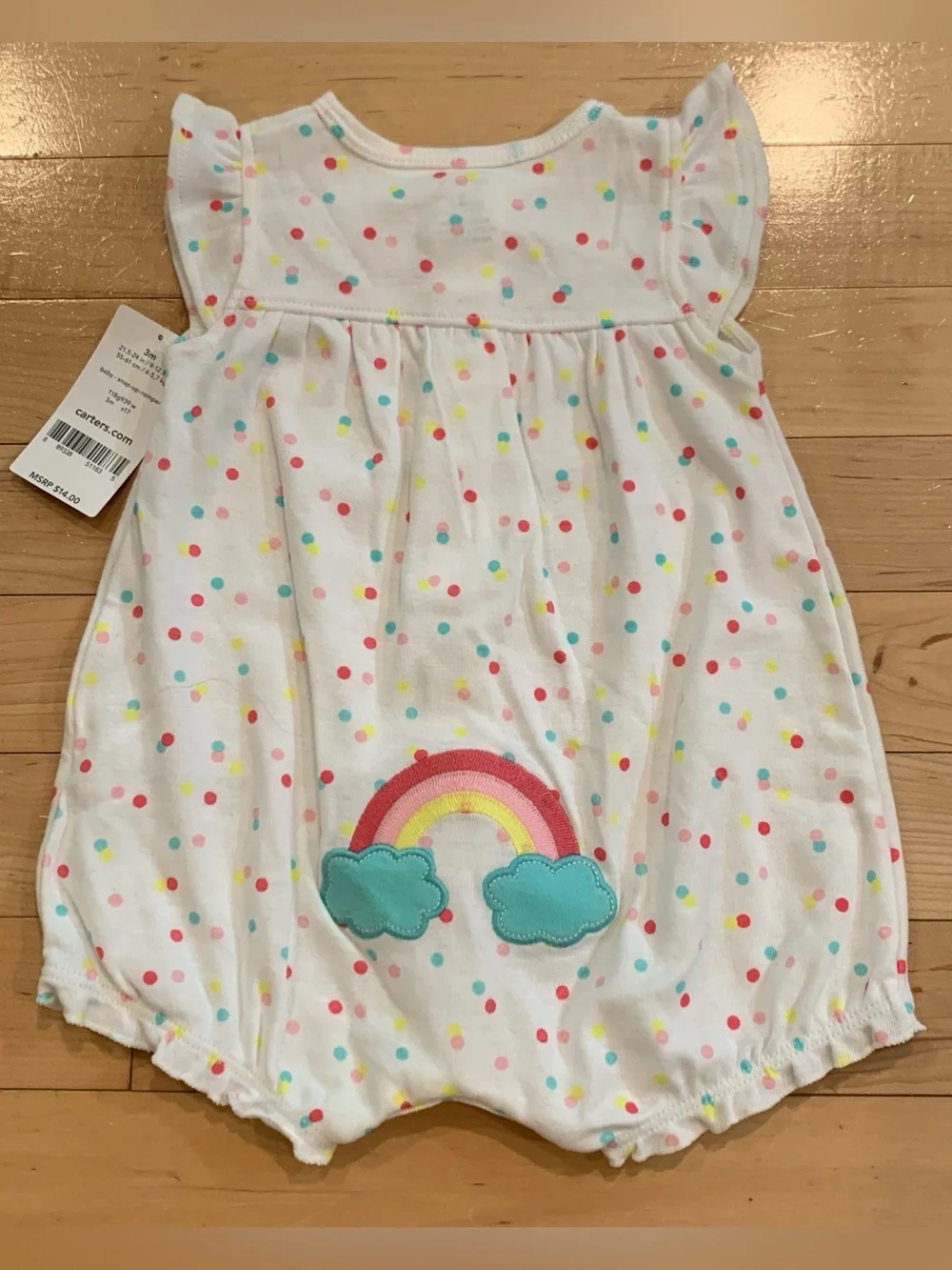 New! Carter's Baby Girl Rompers Size 3 Months Set of 2 Outfits Butterfly Rainbow